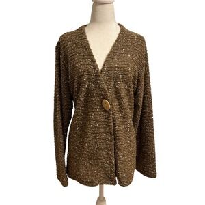 Toffee Apple XXL brown sequin lagen topper‎ sweater jacket cottage office